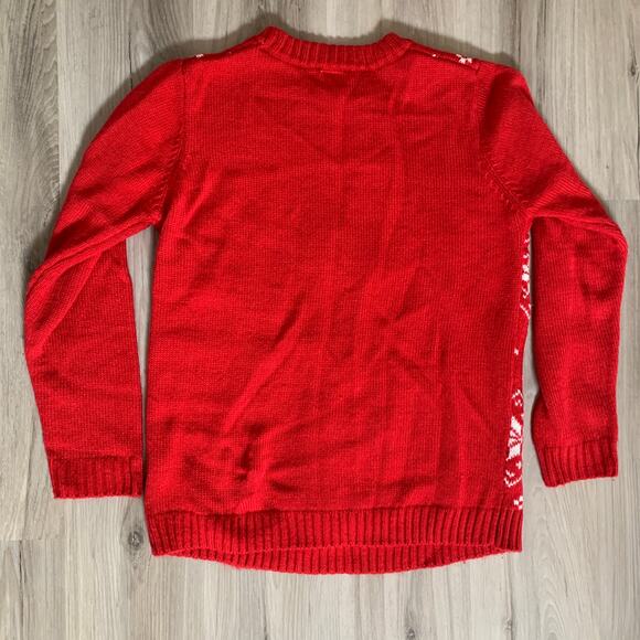 Holiday Time Christmas Llama Ugly Sweater Large Women's Junior Red Green Sequin - Picture 2 of 9